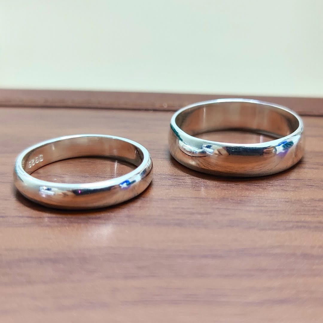 925 Sterling Silver Couple Band Rings❤️